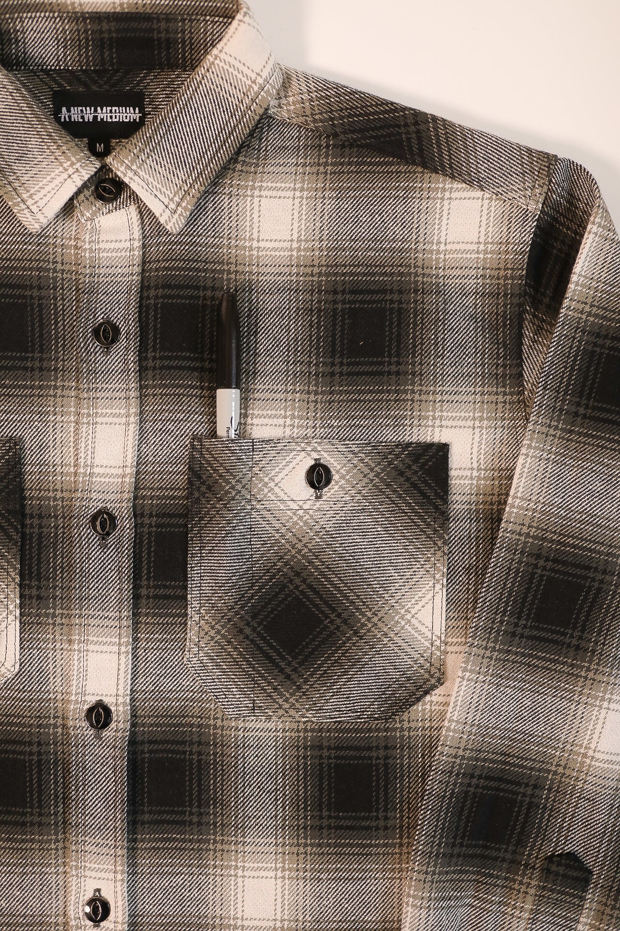 Flannel Work Shirt- White Ombre