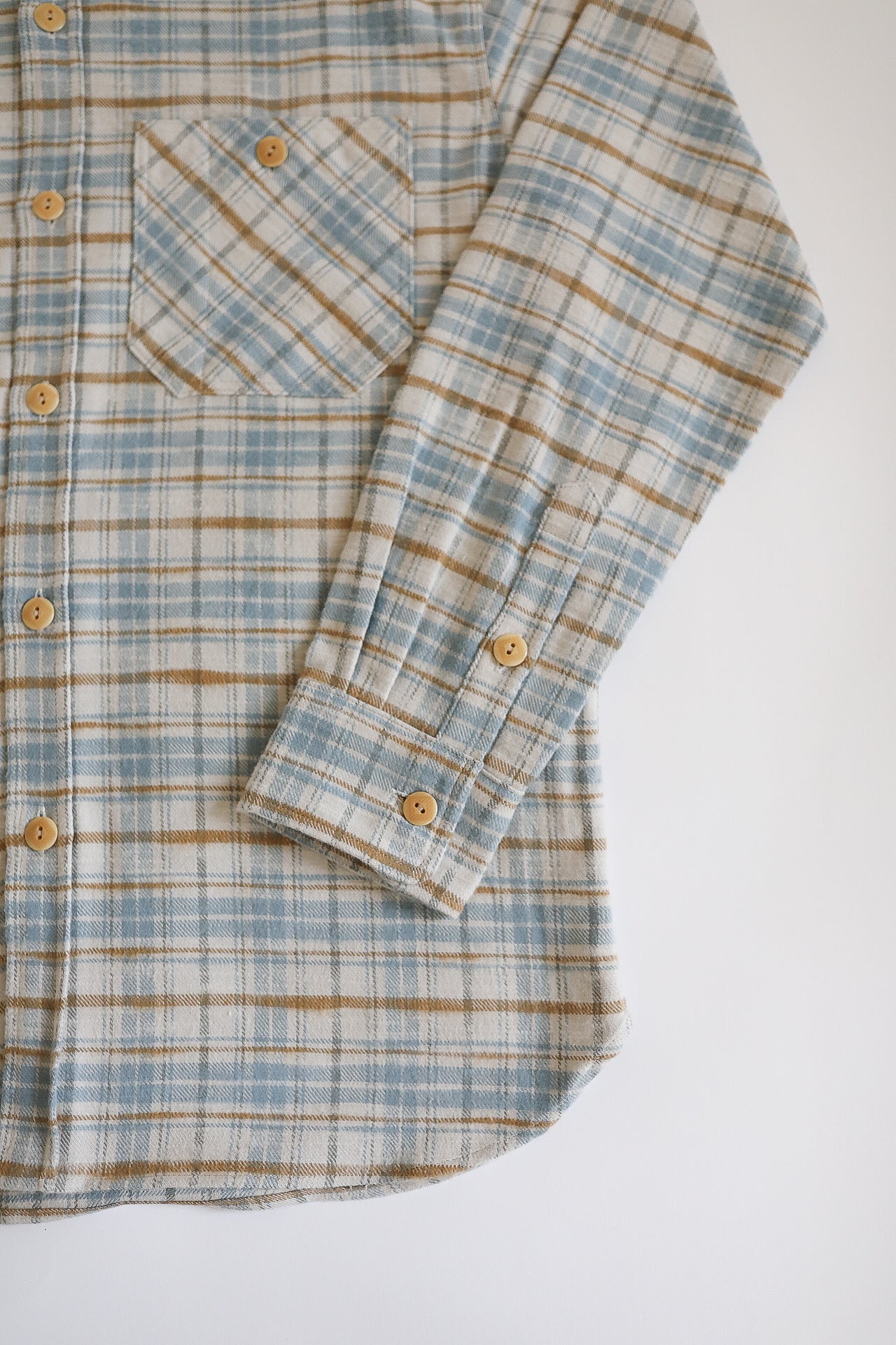 Flannel Work Shirt- Blue and Cream Slub
