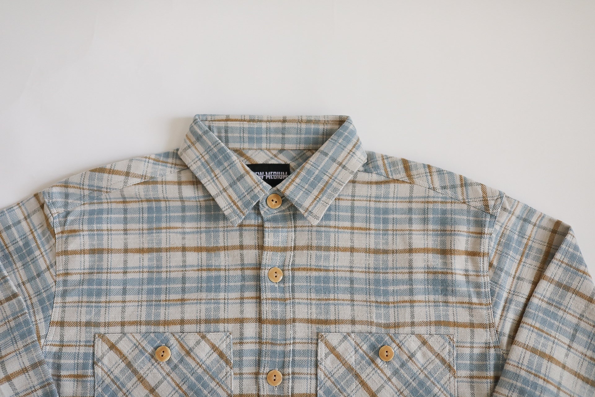Flannel Work Shirt- Blue and Cream Slub
