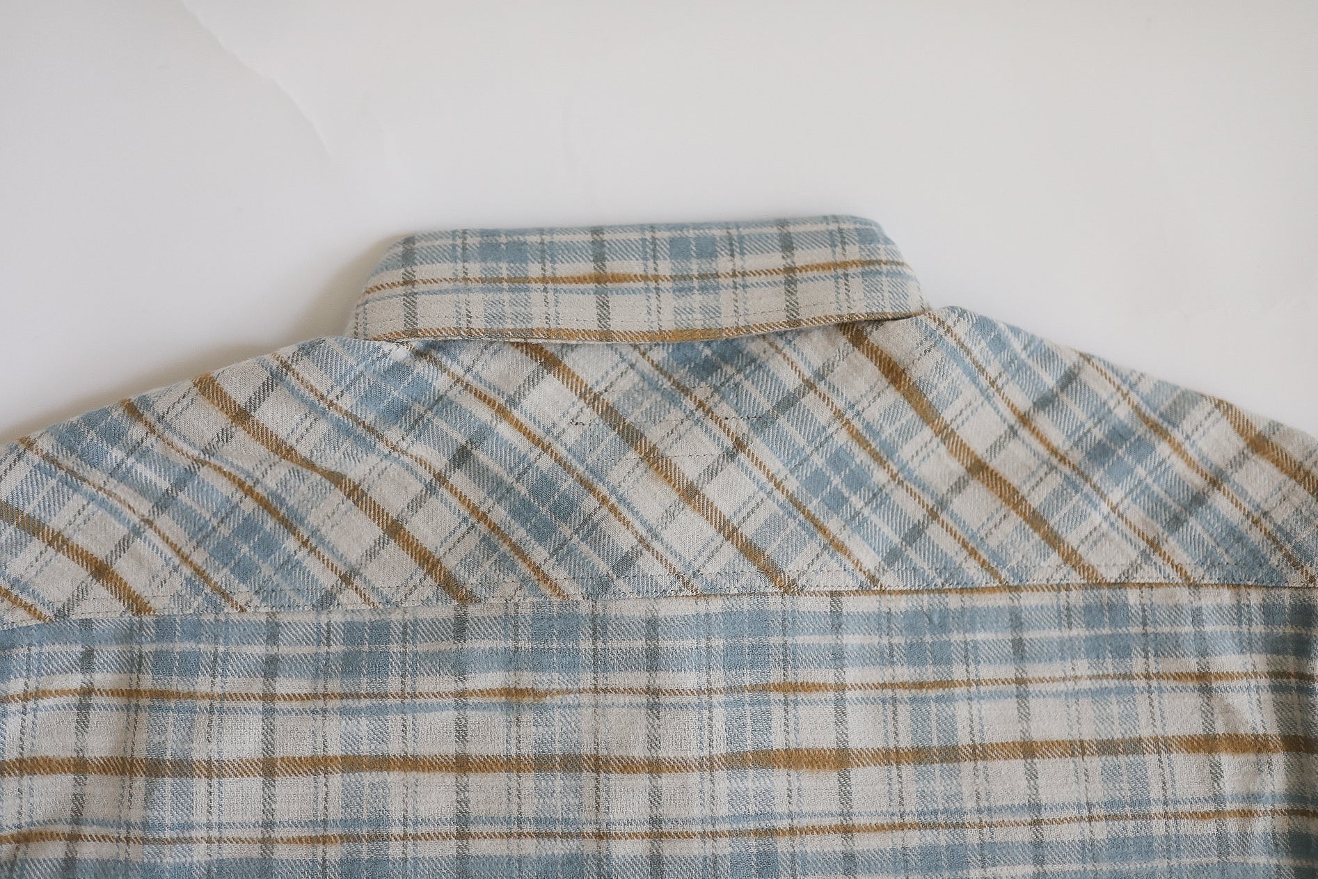 Flannel Work Shirt- Blue and Cream Slub