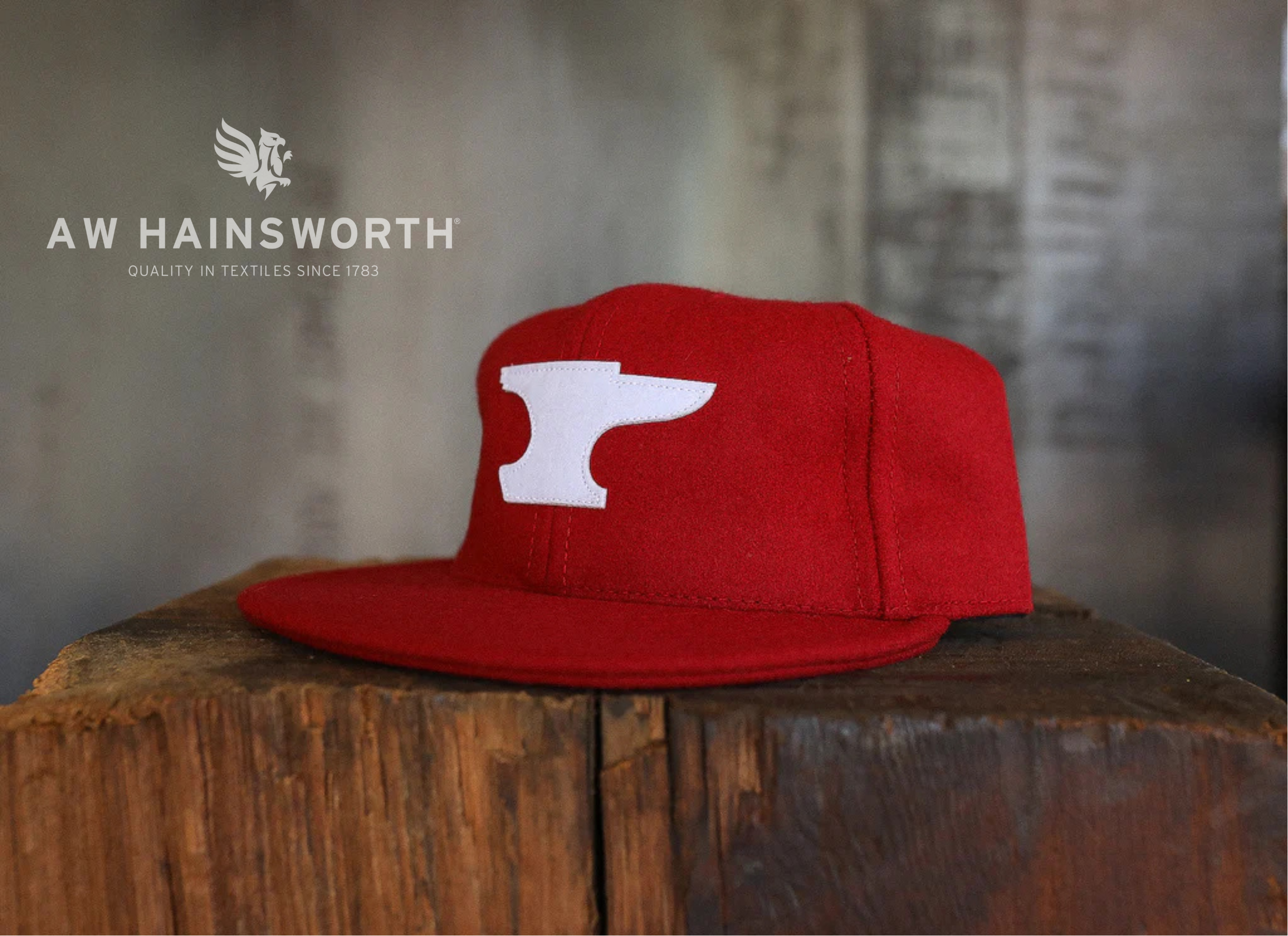 Vintage Unstructured Hainsworth Wool Cap- Anvil/ Red
