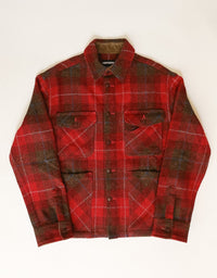 Red and black plaid jacket on a white background