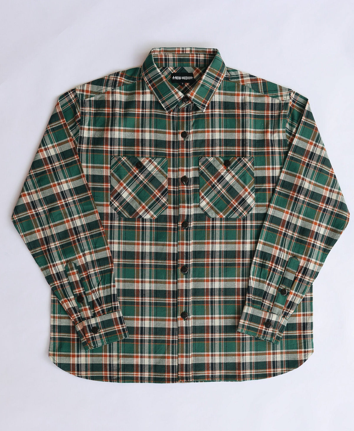 ANM Flannel Work Shirt- Green/Orange