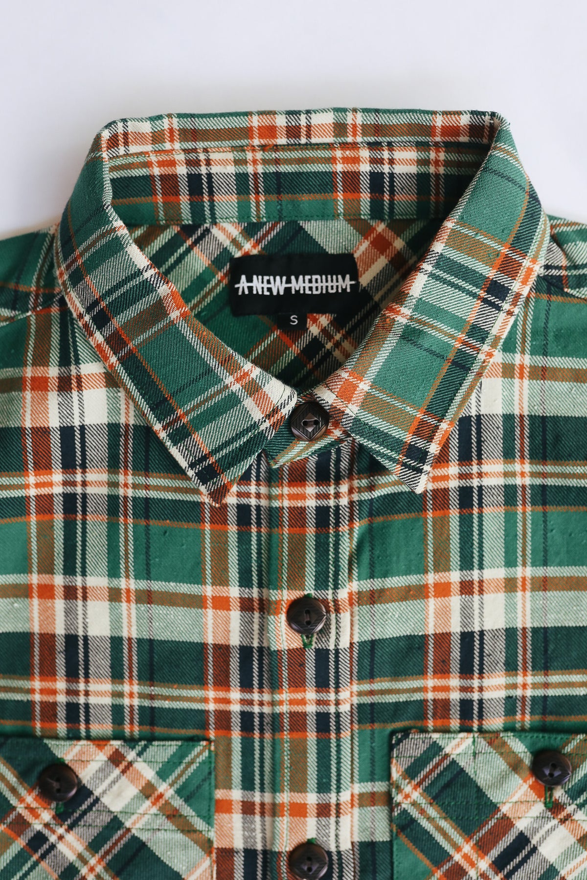 ANM Flannel Work Shirt- Green/Orange