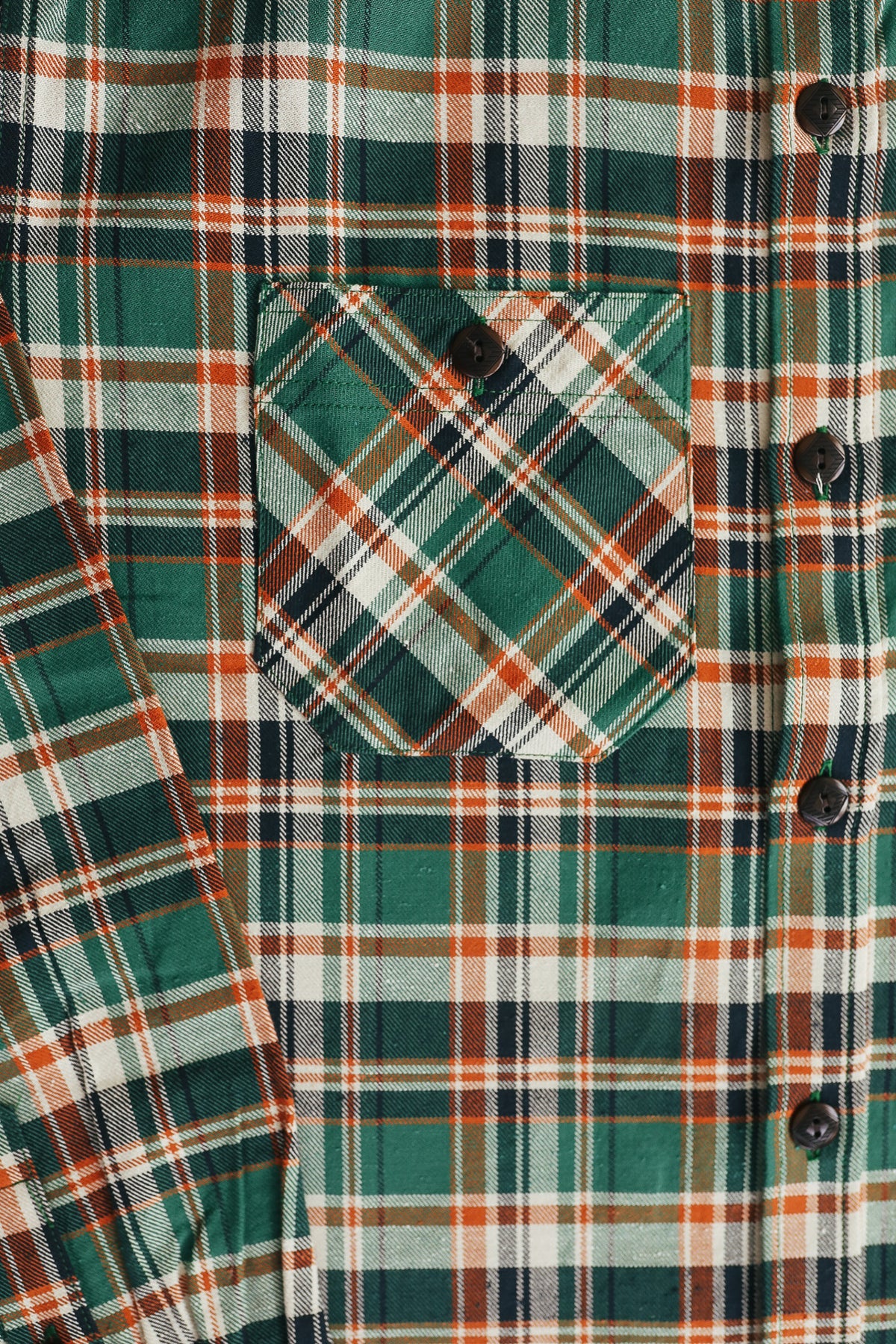 ANM Flannel Work Shirt- Green/Orange
