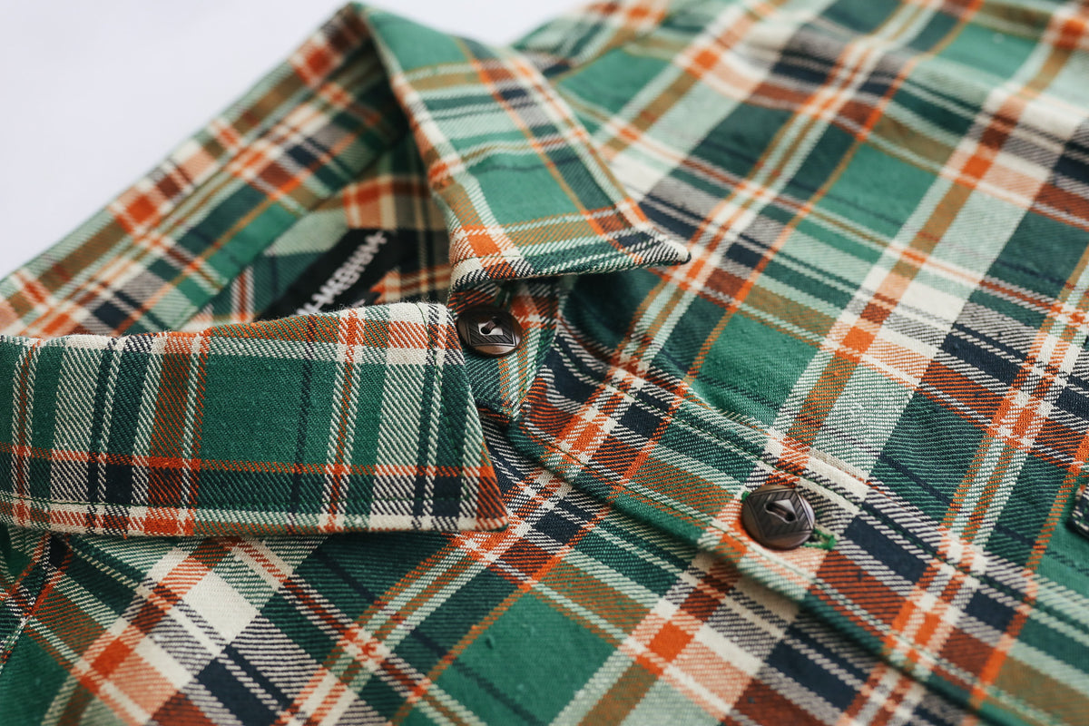 ANM Flannel Work Shirt- Green/Orange