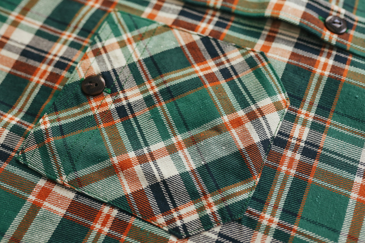 ANM Flannel Work Shirt- Green/Orange