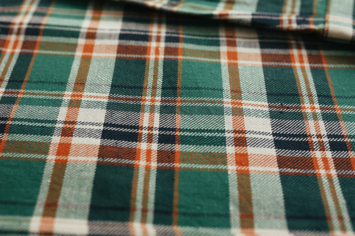 ANM Flannel Work Shirt- Green/Orange