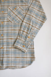 Flannel Work Shirt- Blue and Cream Slub