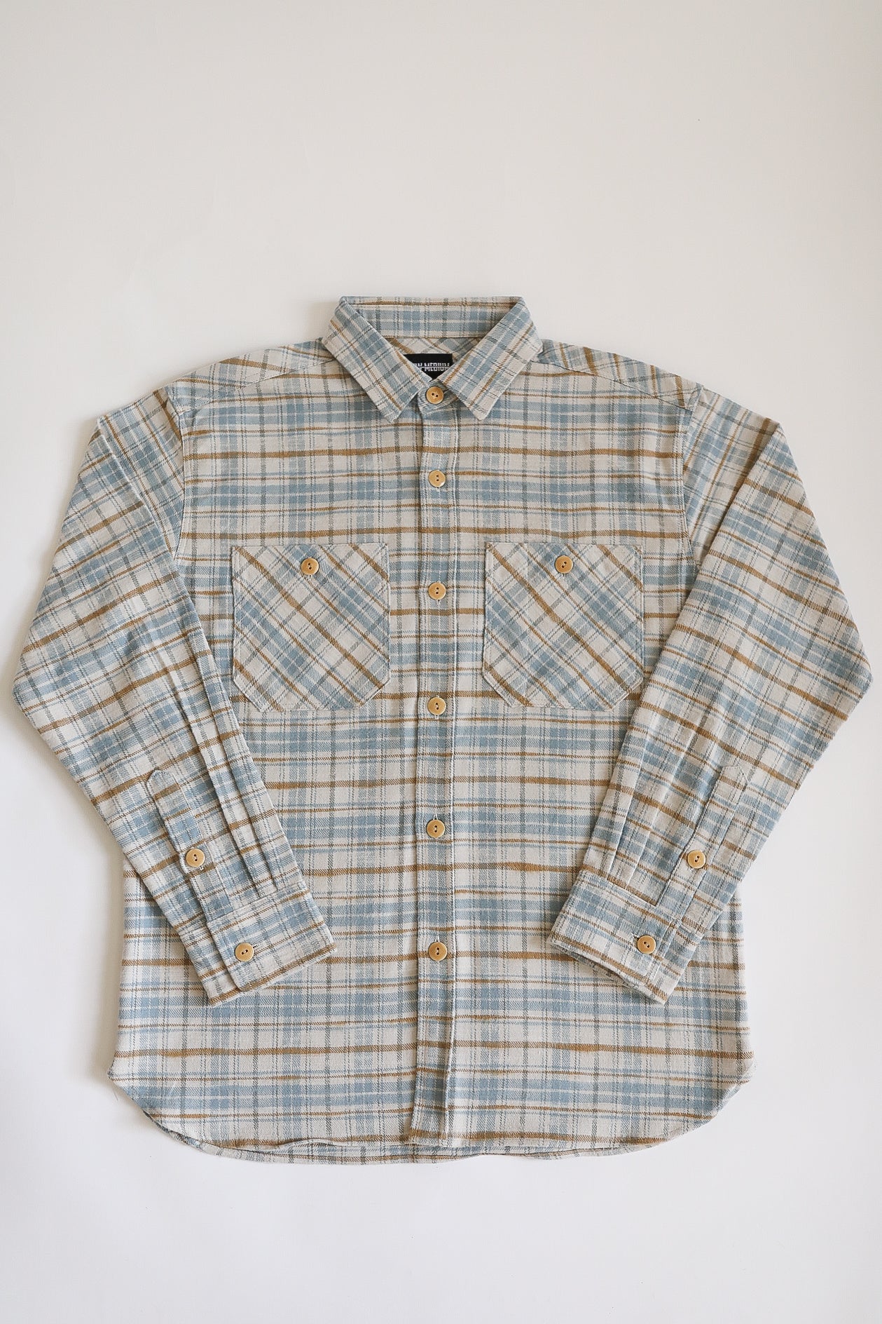 Flannel Work Shirt- Blue and Cream Slub