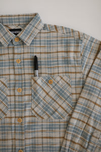 Flannel Work Shirt- Blue and Cream Slub