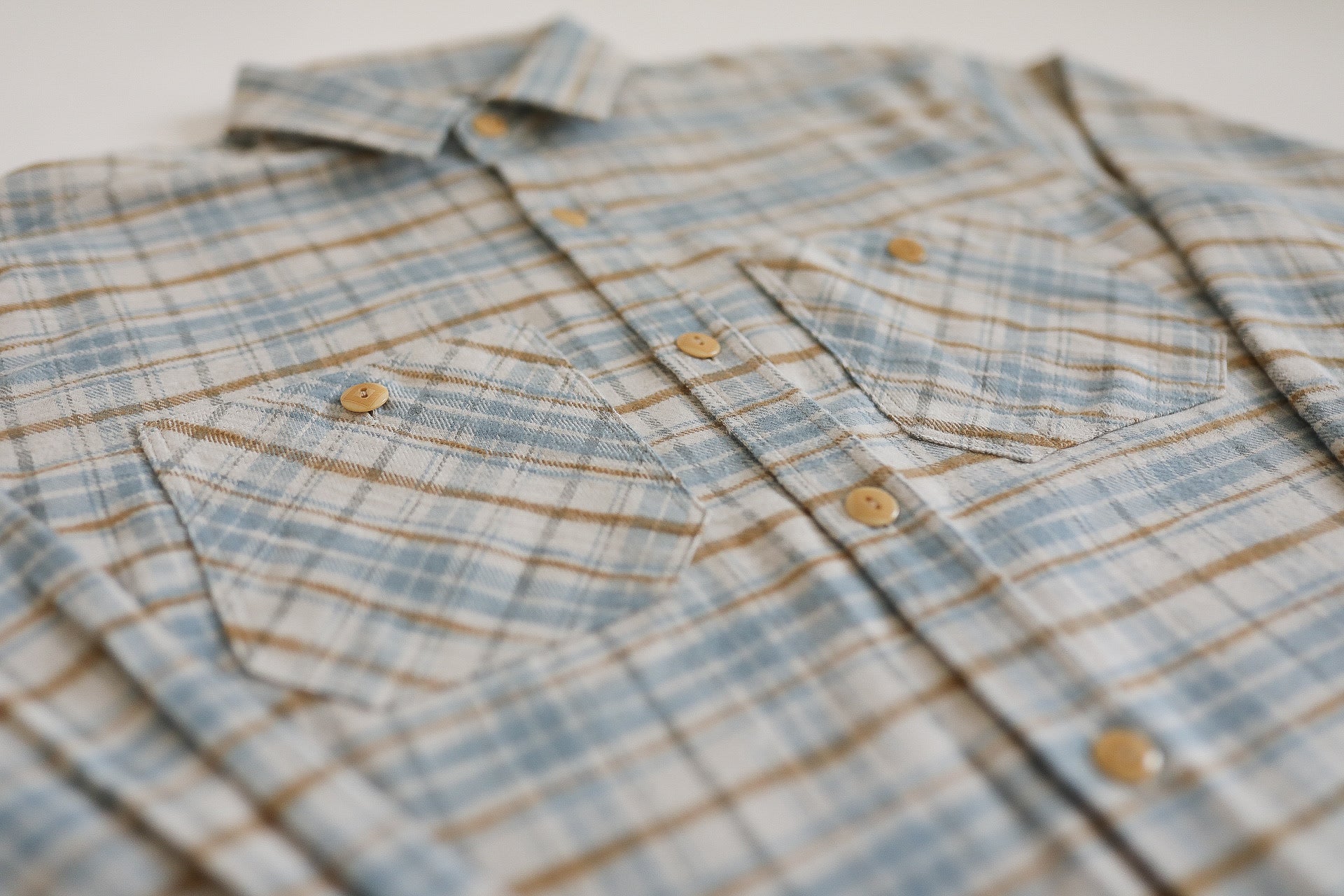 Flannel Work Shirt- Blue and Cream Slub