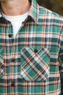 ANM Flannel Work Shirt- Green/Orange