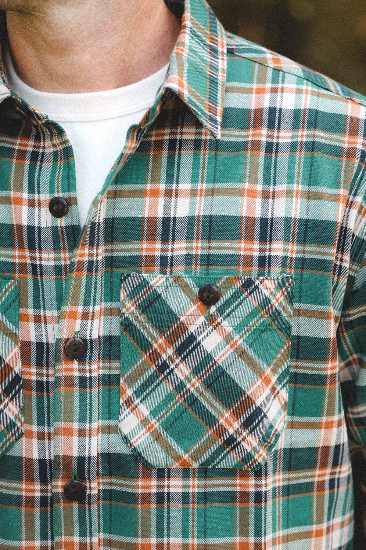 ANM Flannel Work Shirt- Green/Orange