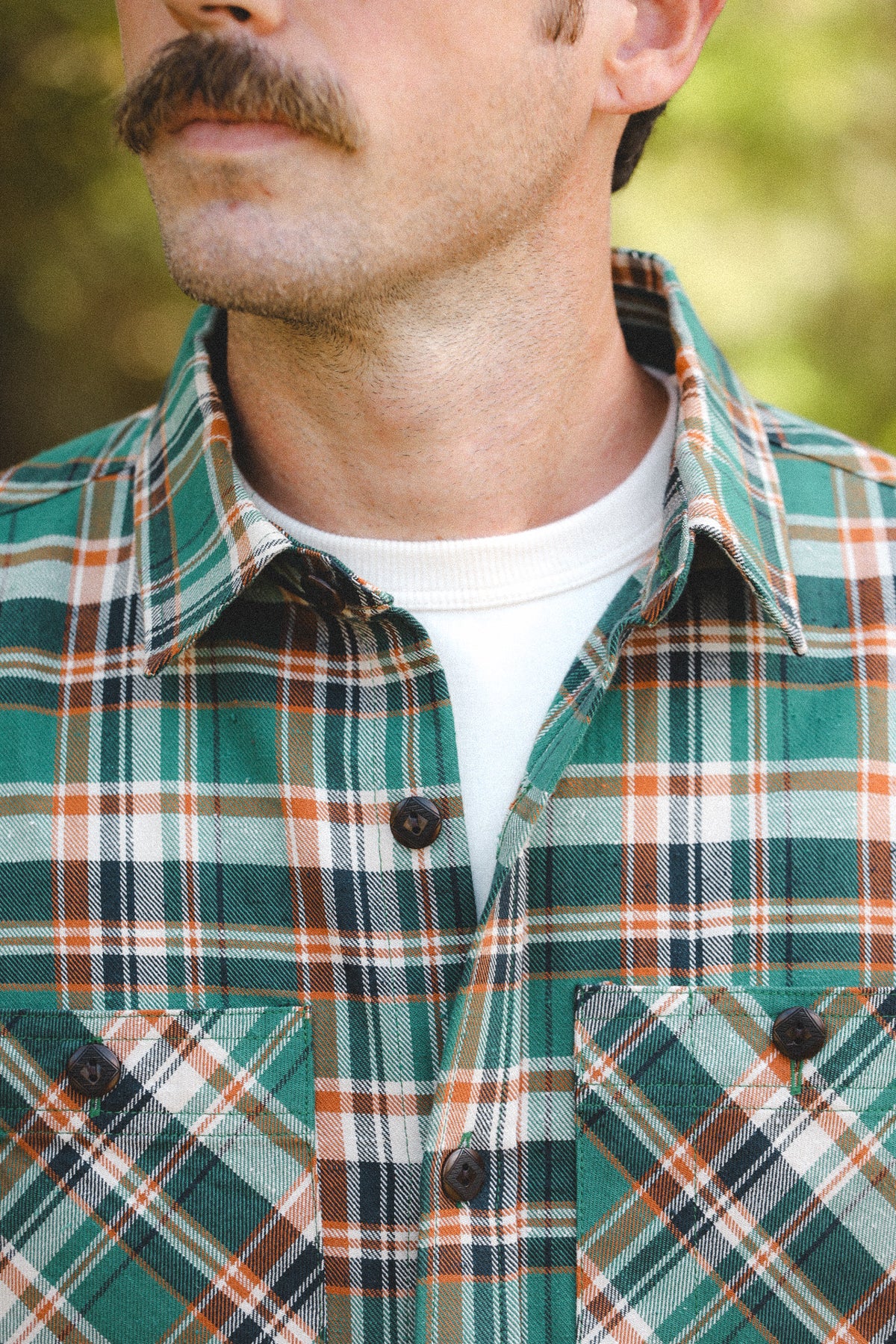 ANM Flannel Work Shirt- Green/Orange