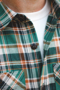 ANM Flannel Work Shirt- Green/Orange
