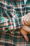 ANM Flannel Work Shirt- Green/Orange