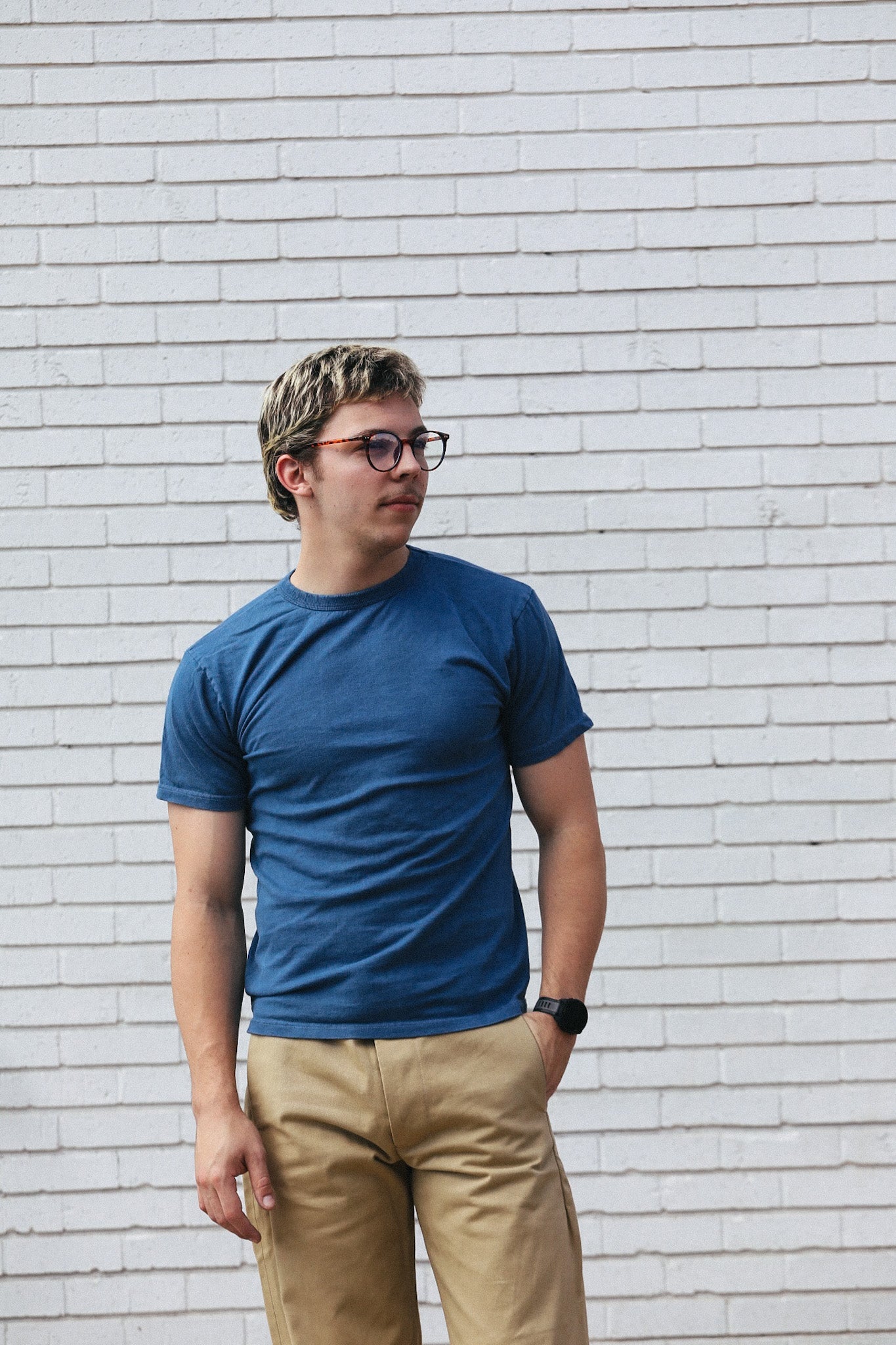 ANM Loopwheel Tee-Indigo Overdye