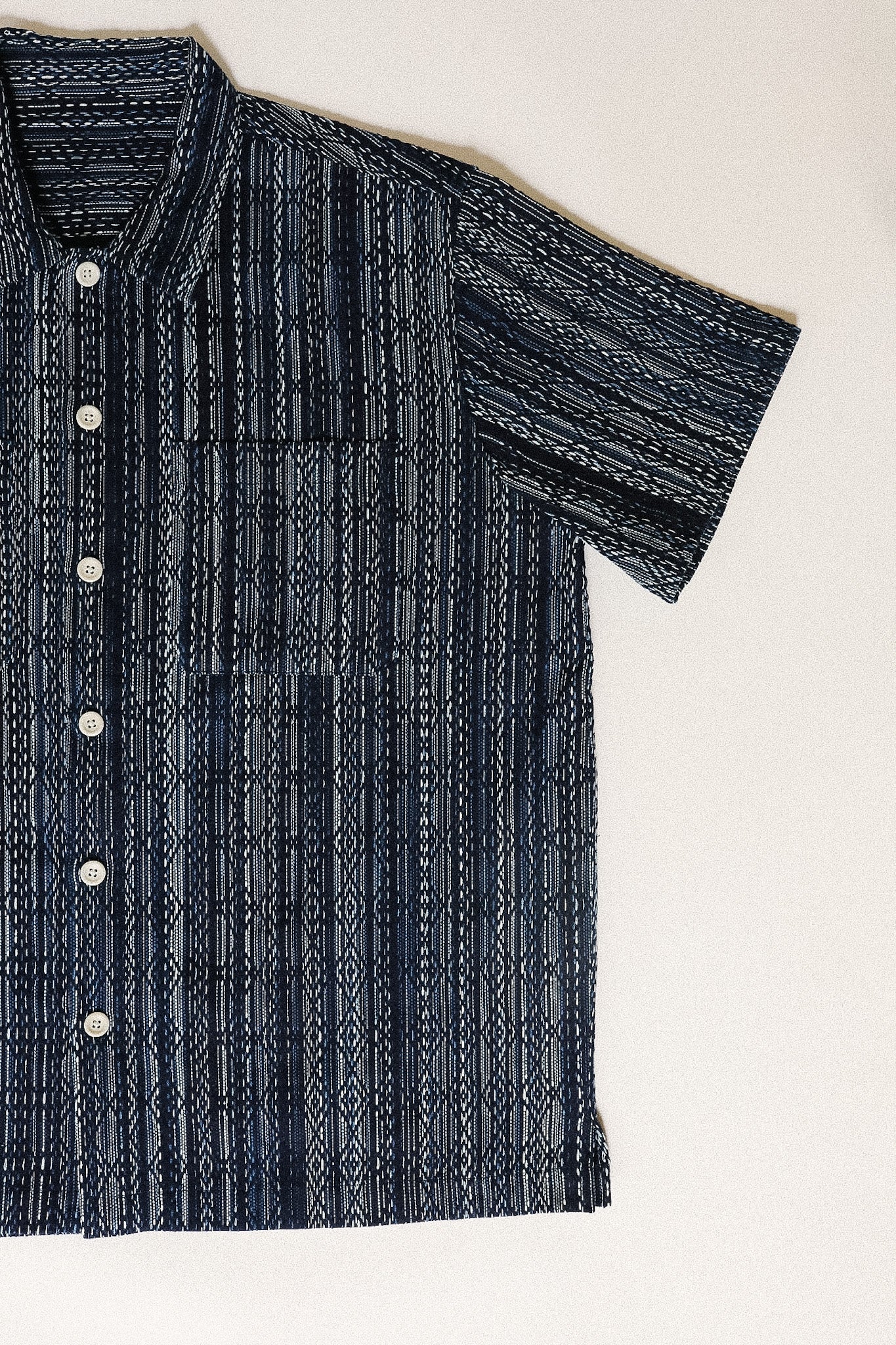 ANM Panama Shirt- Indigo Kasuri Sashiko
